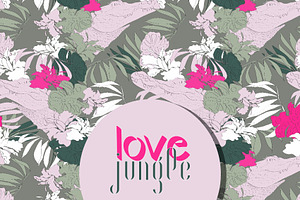Tropical animal jungle foliage palms