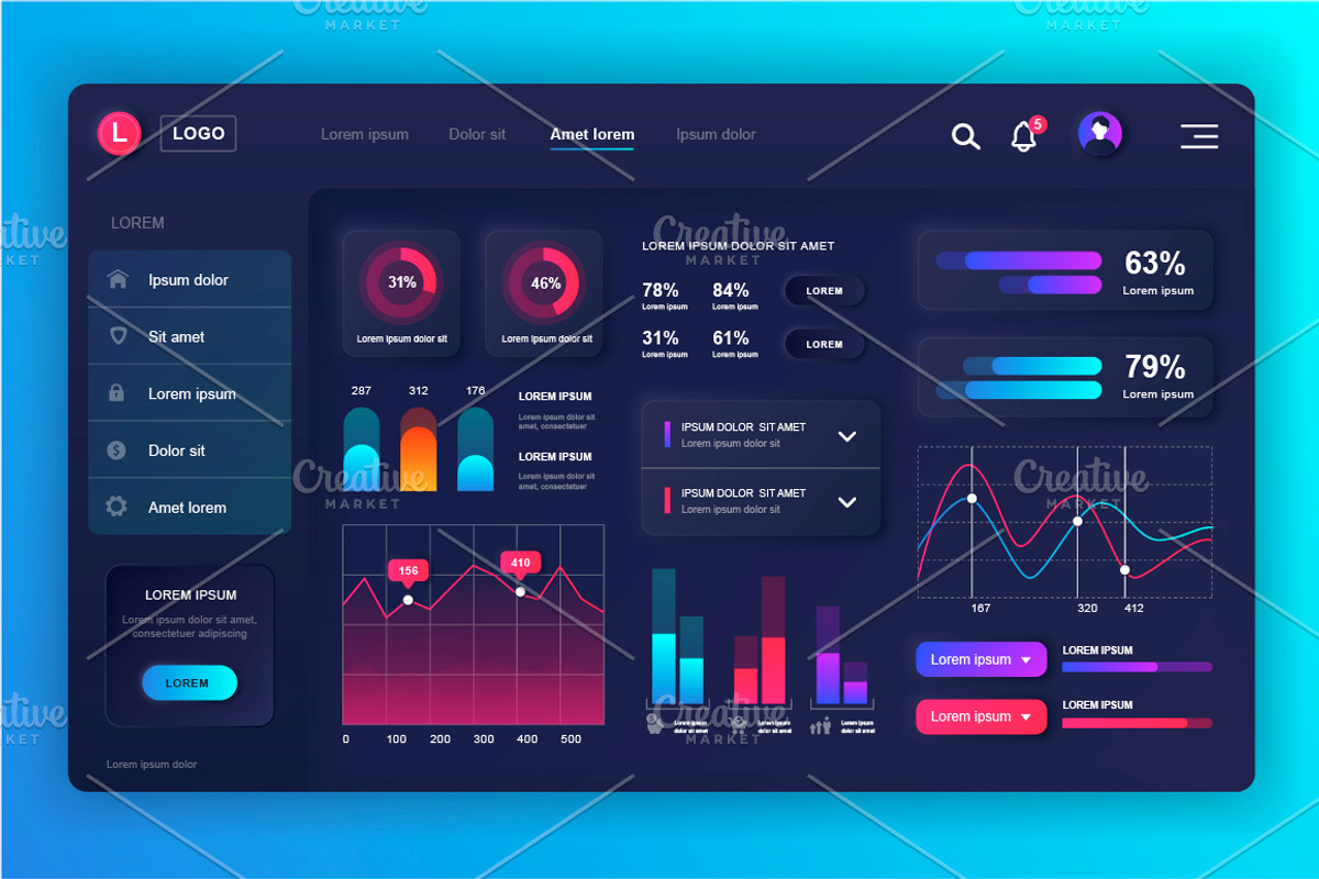 Neumorphic UI Dashboard Admin Panel, a Templates & Theme by alexdndz (Photo 9 of 21)