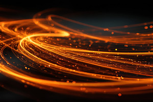 Abstract Orange Light Trails Swirlin, a Photo by Pixeness Studio