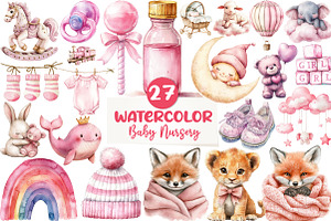 Pink Baby Girl Nursery Clipart, an Icon by CreationArt