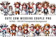 Cow Wedding Couple PNG Bundle, a Graphic by Clipart Bloom (Thumbnail 1 of 15)