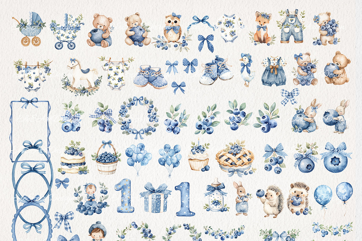 Blueberry Baby Nursery 59PNG 3JPG, an Object Illustration by EleSArtDesign (Photo 2 of 5)