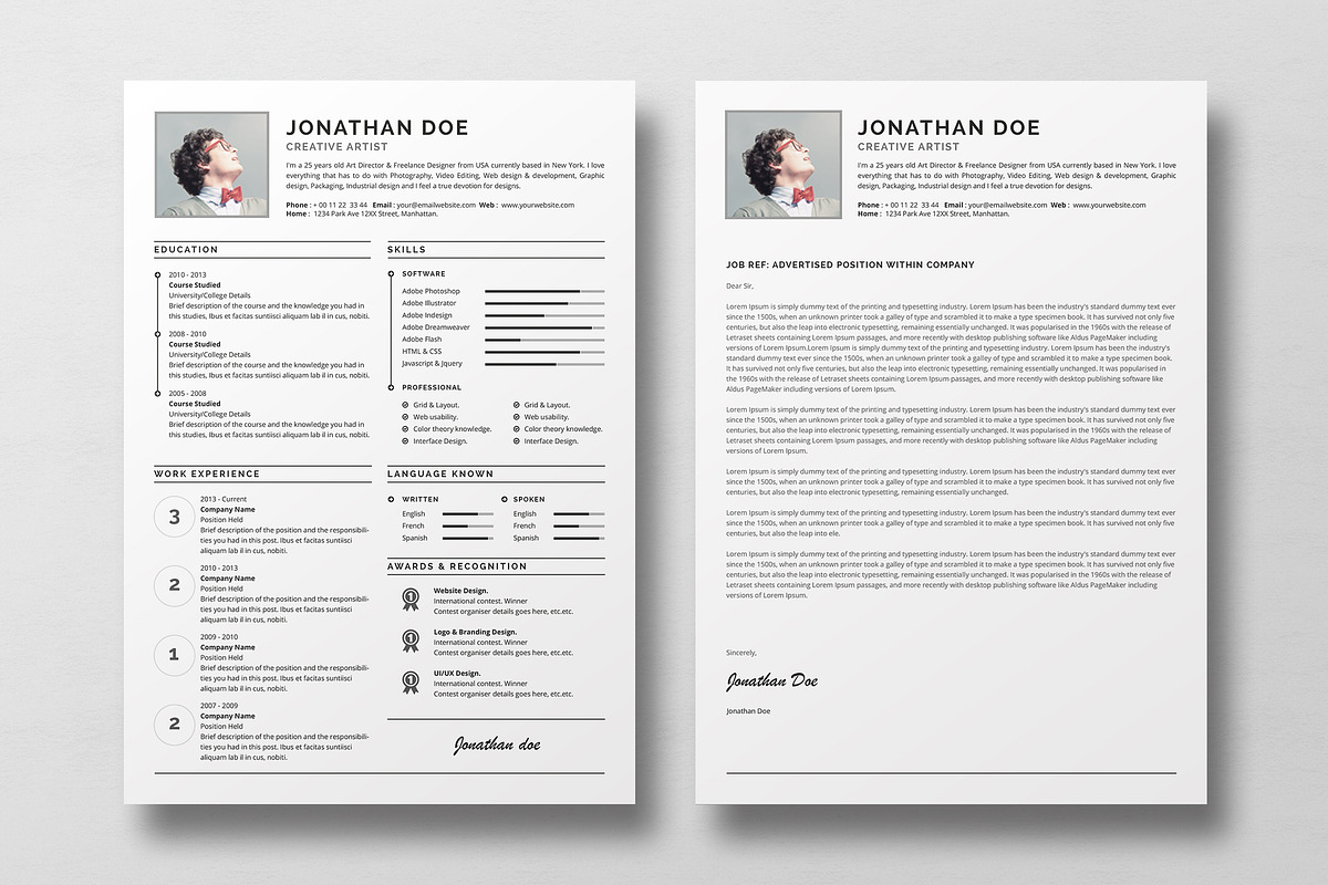 Professional resume bundle v1, a Resume Template by GraphicsEgg (Photo 6 of 6)