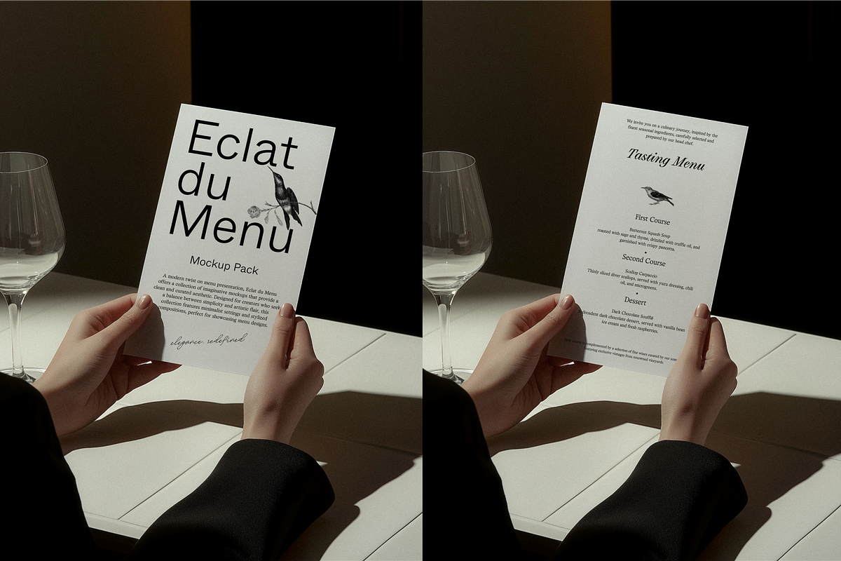 Eclat du Menu: Luxe Dining Mockups, an Advertising Mockup by Made by Attic (Photo 2 of 5)