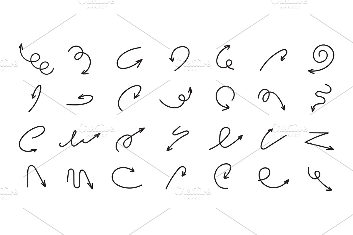 Doodle arrows with curves, loops, an Object Illustration by Frogella