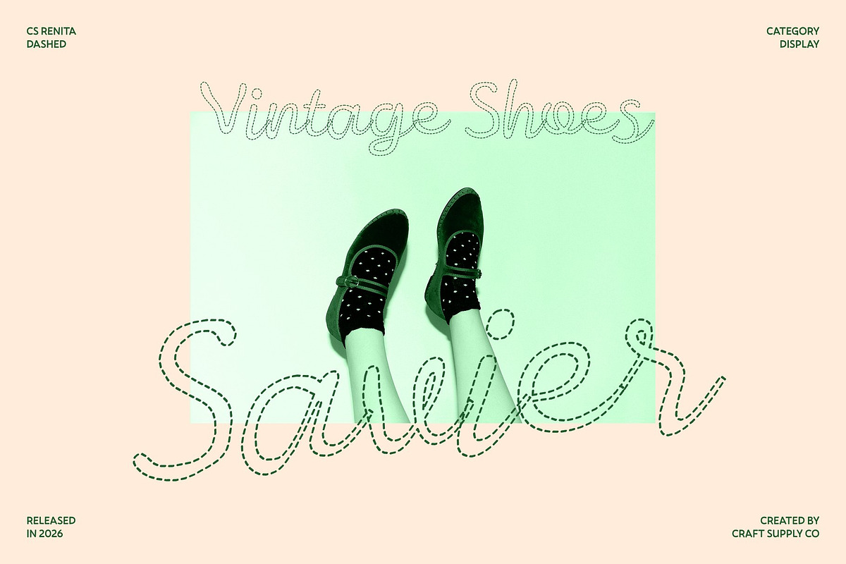 CS Renita Dashed, a Script Font by Craft Supply Co. (Photo 5 of 8)