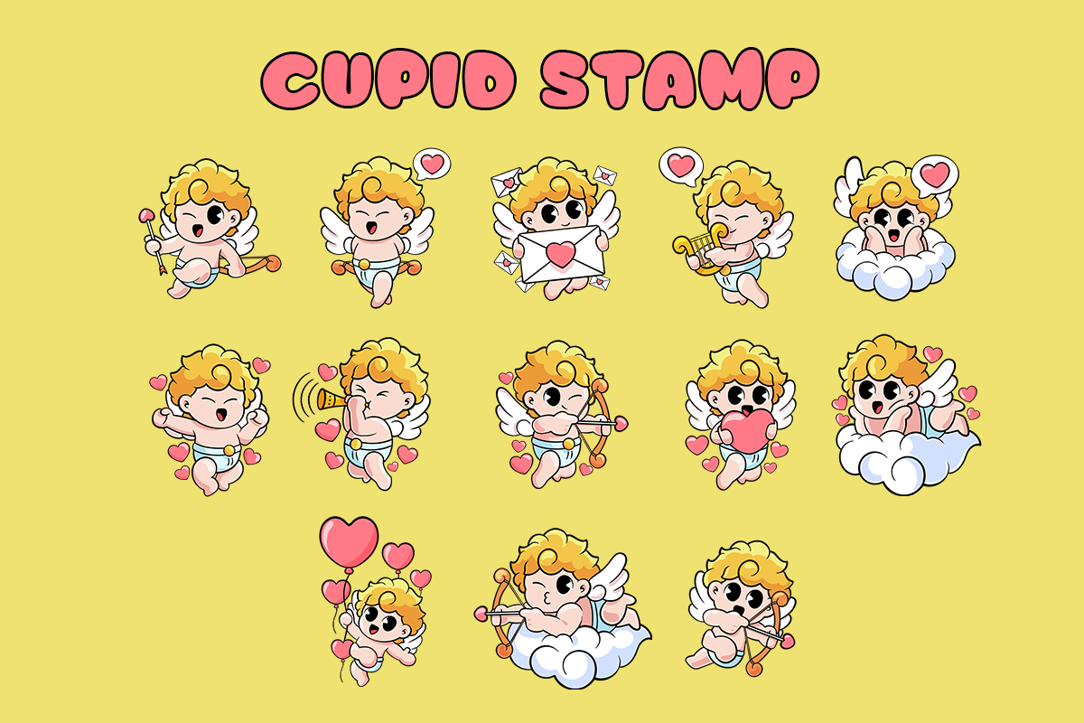 Cupid Love - Retro Cartoon Stamp, a Brush Add-On by Pixel Picasso Studio (Photo 3 of 11)
