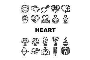 heart love romance icons set vector, an Object Illustration by pikepicture