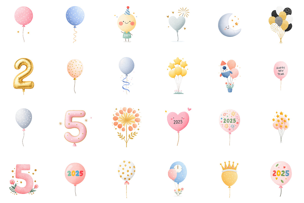New Year Balloon Clipart, an Illustration by Sublimation Artist (Photo 2 of 6)