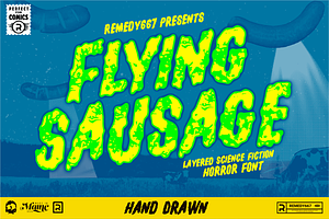 Flying Sausage – Layered Sci Fi Font, a Font by Remedy667