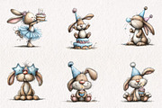 Watercolor Birthday Bunny Clipart, an Animal Illustration by CreationArt (Thumbnail 4 of 14)