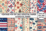 Vintage 4th of July Digital Paper, a Seasonal Illustration by Designking (Thumbnail 1 of 5)
