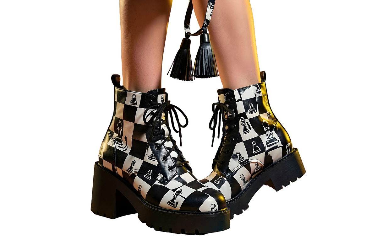 Black and White Checkered Boot Clip, an Object Graphic by Sharon Schwalbe (Photo 2 of 3)