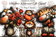 Valentines Whimsical Cats Clipart, an Illustration by designcity5 (Thumbnail 1 of 5)