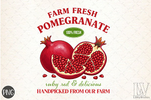Farm Fresh Pomegranate Ruby Red PNG, an Illustration by Libby Wishes