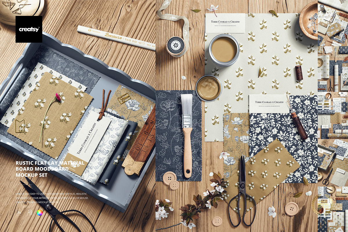 Flat Lay Material Board Mockup, a Merchandise Mockup by creatsy5 (Photo 1 of 11)