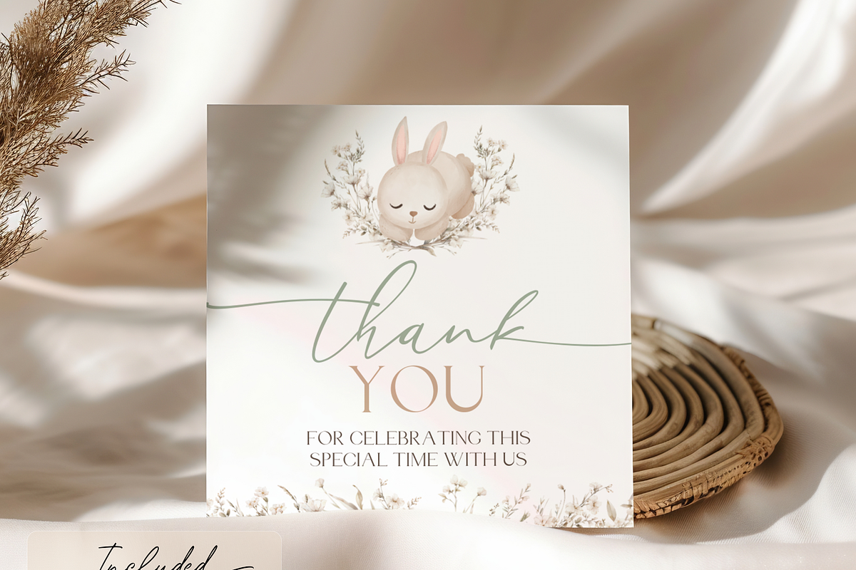 Rabbit 1st Birthday Thank You Tag, an Invitation Template by Digital_Mind (Photo 3 of 7)