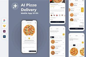 AI Pizza Delivery Mobile App UI Kit, an UI Kit Template by uicube
