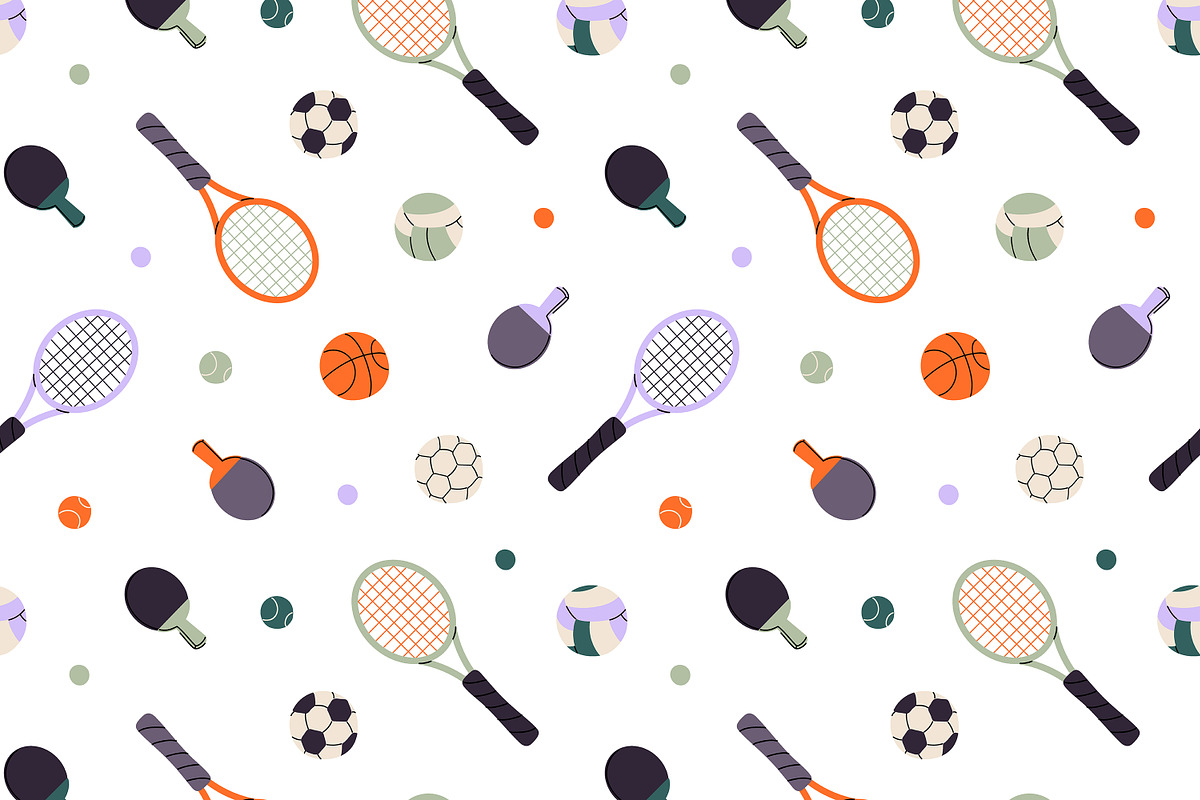 Sports items set, patterns, banner, a Sport Illustration by PaperTrident