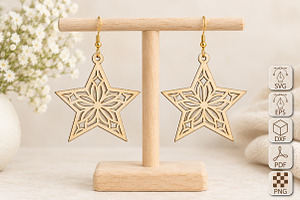 Christmas Star Earrings Laser Cut