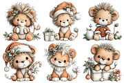 Whimsical Christmas Lion Clipart, an Illustration by Pixels.Craft (Thumbnail 5 of 6)