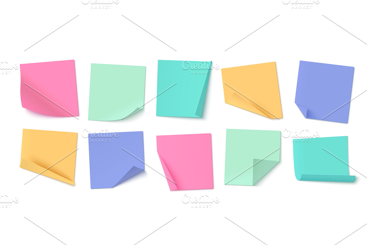 Colorful sticky note collection of, an Object Illustration by art PVP - market