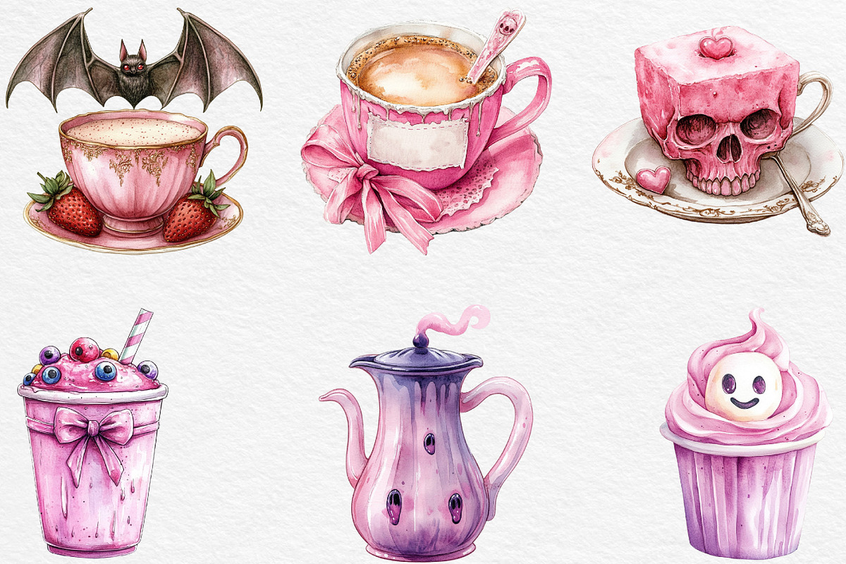 Pink Coquette Halloween Coffee, an Illustration by Black Bird Studio (Photo 4 of 6)
