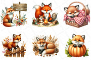 Watercolor Autumn Fox Clipart Bundle, an Illustration by DreamPrint404 (Thumbnail 2 of 6)