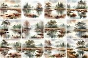 Serene Marsh Watercolor Landscape, a Decorative Illustration by Flourish Spark (Thumbnail 2 of 4)
