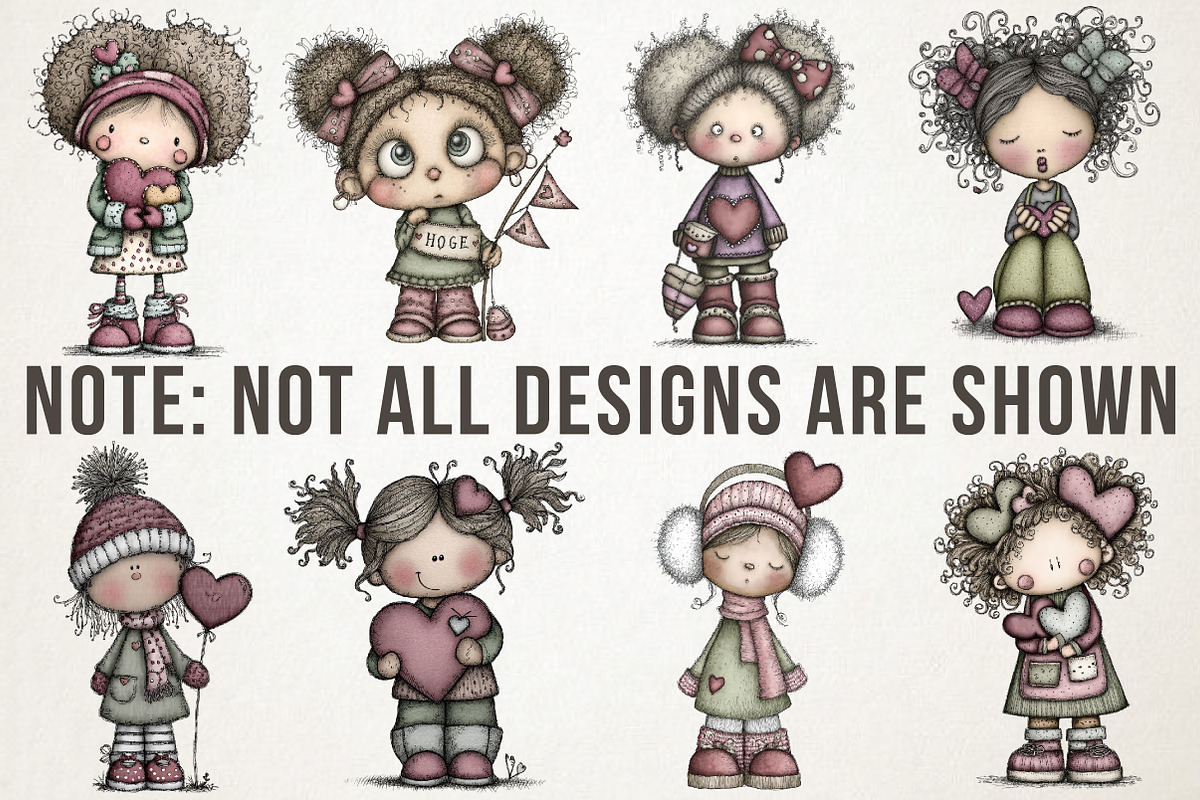 Valentine Cute Quirky Girl Clipart, an Illustration by RobertsArt (Photo 3 of 7)
