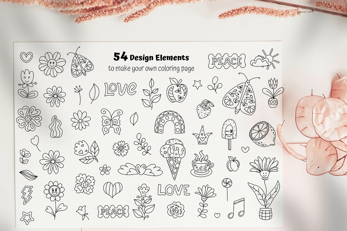 Groovy Coloring Pages Bundle, an Illustration by ChristinaDesigns (Photo 7 of 10)