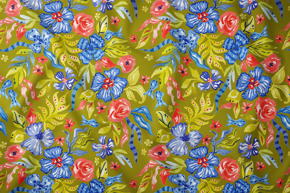 Whimsical watercolor garden print, a Pattern Graphic by SirenaArt (Photo 5 of 13)