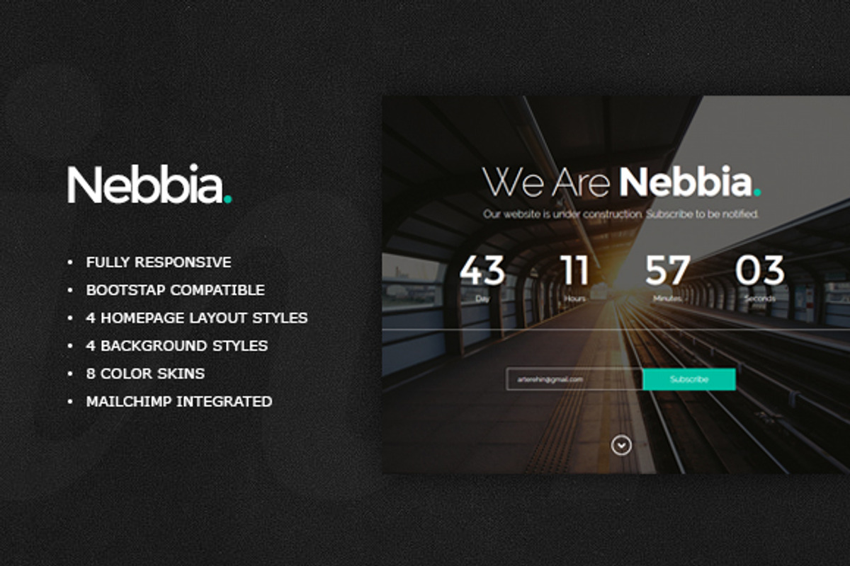 Nebbia - Responsive Coming Soon, a Bootstrap Template by Nobrand