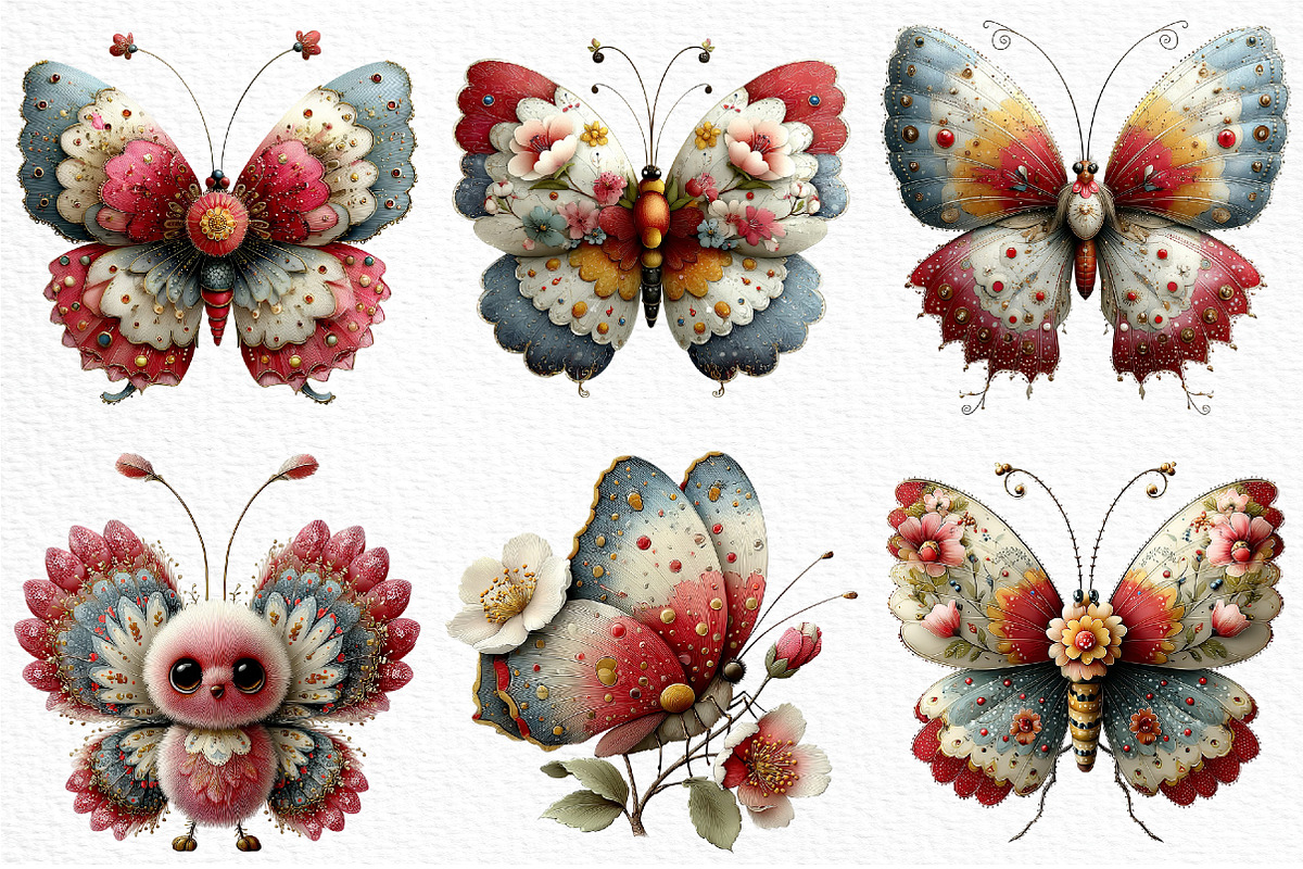Whimsical Spring Butterfly Clipart, an Illustration by Craft Nest (Photo 3 of 11)