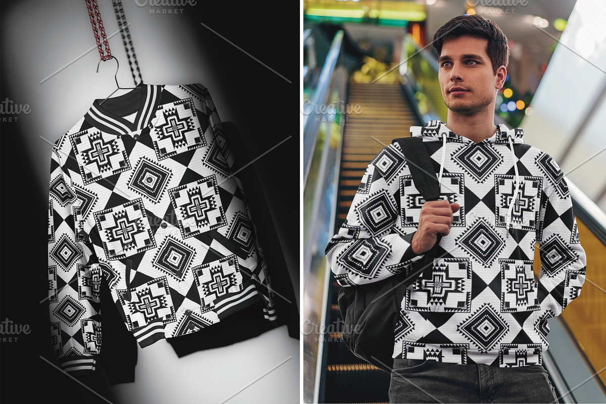 Black White Native American Pattern, a Pattern Graphic by PPEthnicDecorPattern (Photo 7 of 10)