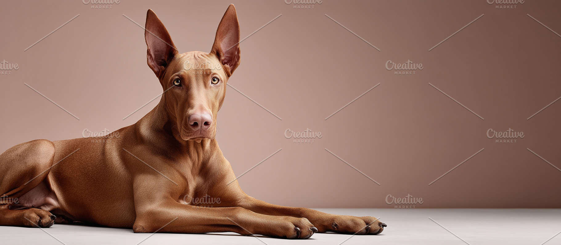 Elegant Doberman dog lays on floor, a Photo by MistyDay
