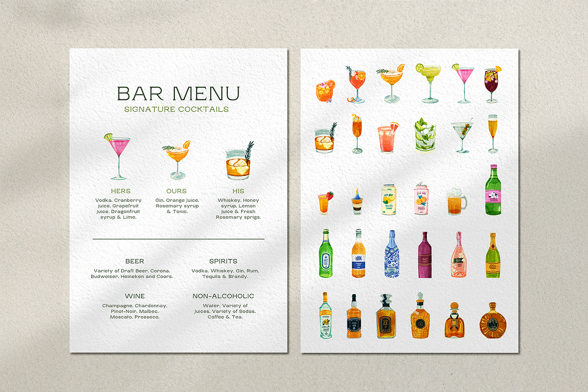 Green Floral Menu Set Templates, a Stationery Template by Paraná Studio (Photo 8 of 9)