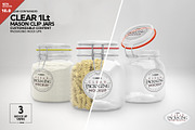 Clear 1Liter Mason Clip Jar Mockup, a Cups & Container Mockup by INCDesign (Thumbnail 1 of 9)