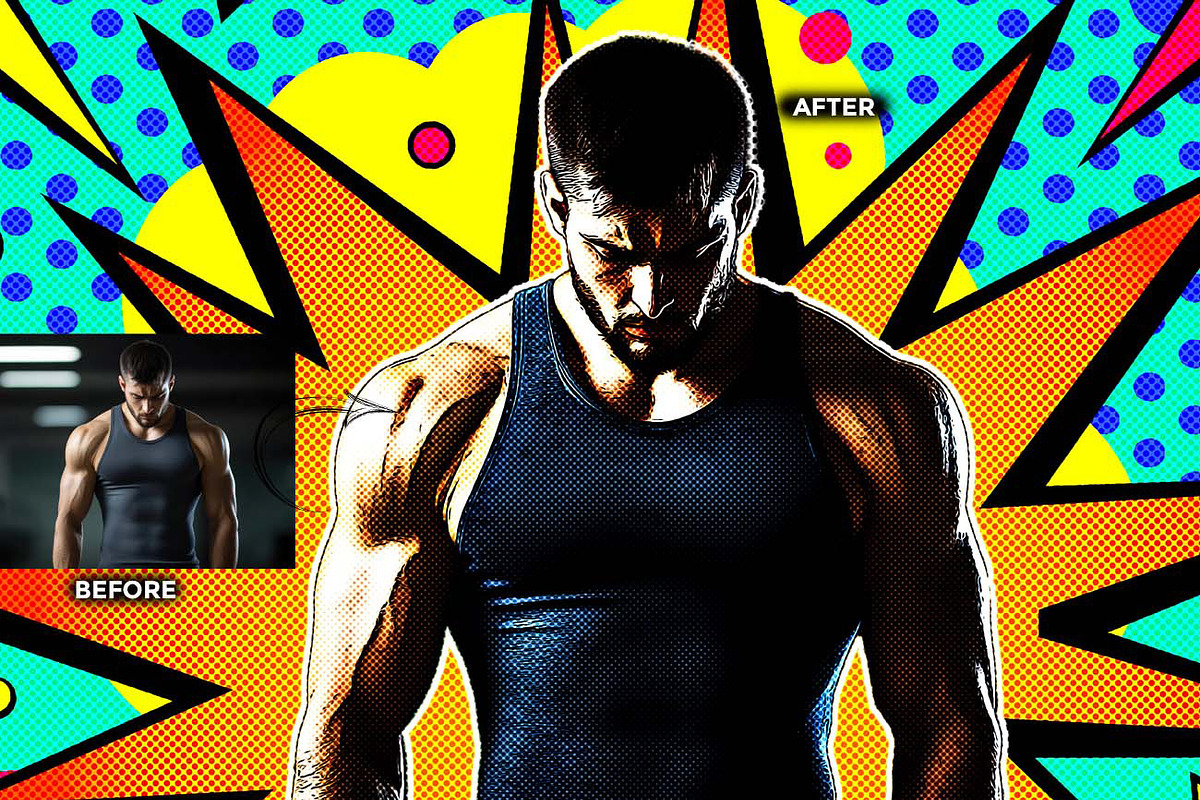 Comic Blast Halftone FX Ps Action, an Action Add-On by Studio Retouch (Photo 5 of 11)