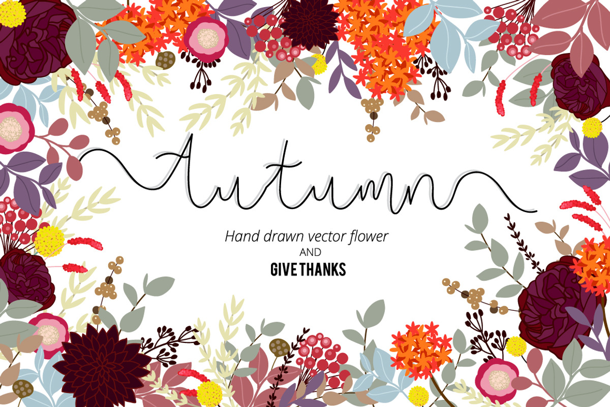 Fall / Autumn & Give Thanks Flower, a Decorative Illustration by MooBeer (Photo 1 of 11)