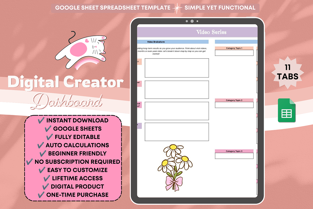 Creator Dashboard Spreadsheet, a Stationery Template by bellaROSEworkshop (Photo 2 of 6)