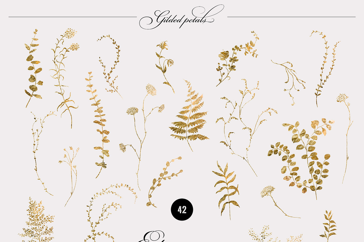 Gilded Petals Gold Foliage, an Illustration by SunnyAfternoons (Photo 9 of 13)