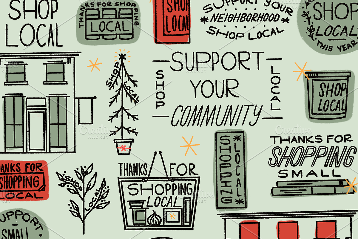 Shop Local Hand Illustrated Graphics