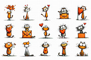 Whimsical Valentine Cat Clipart, an Illustration by Libby Wishes (Thumbnail 2 of 7)