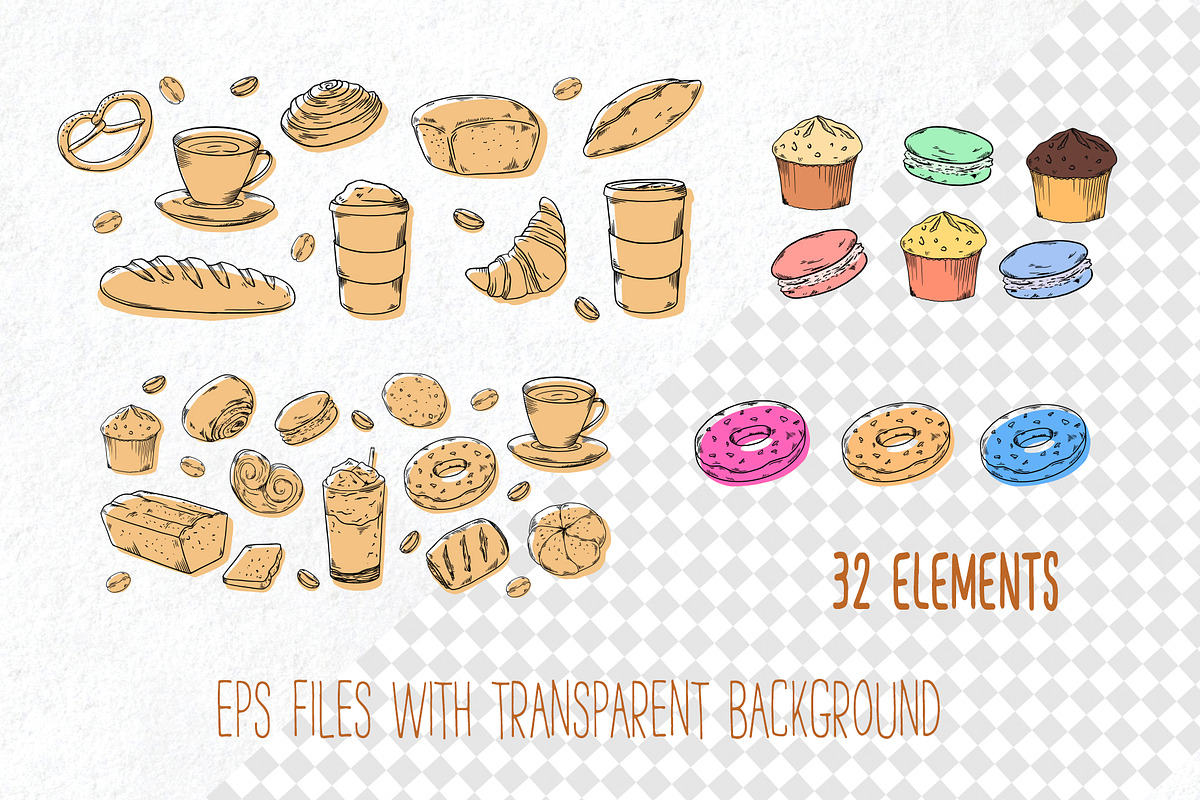 Bakery vector clipart coffee, an Illustration by Lidia's watercolor world (Photo 2 of 8)