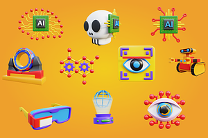 3D Artificial Intelligence Icon