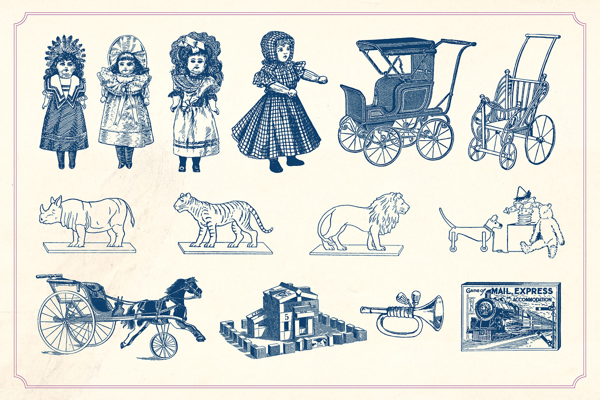 141 vintage toys vector pack preview 6