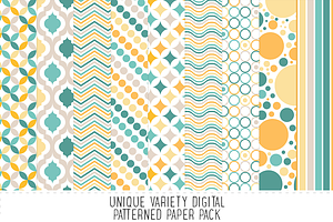 Lemon & Teal Pattern Paper Pack