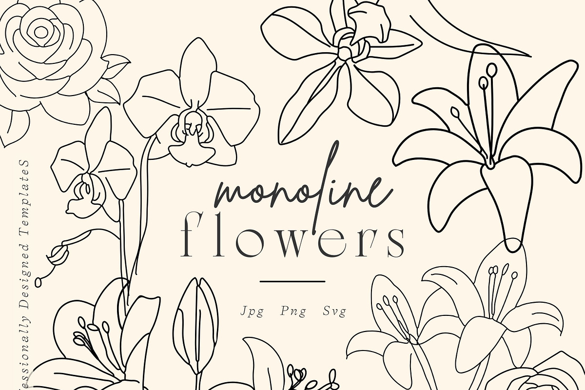 Monoline Flowers Bundle, an Object Graphic by Hell Yeah Designs (Photo 1 of 12)
