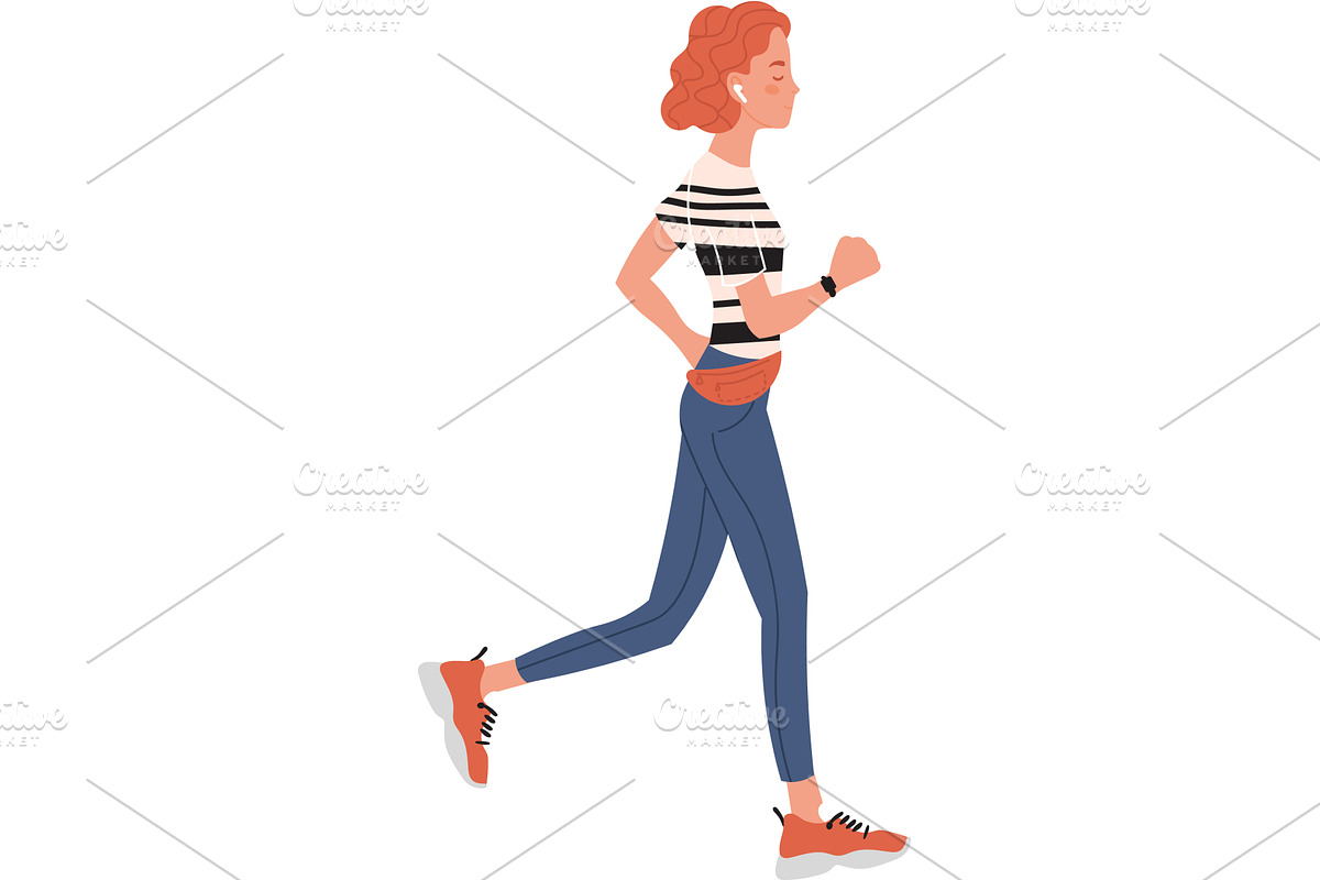 woman running marathon vector, a Sport Illustration by vectorpointstudio